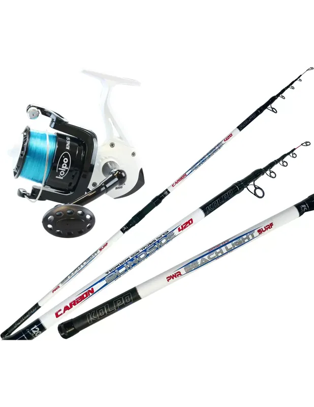 Produit De Marque Kolpo Combo Kit Surfcasting Carbon Reed Reel 8000
