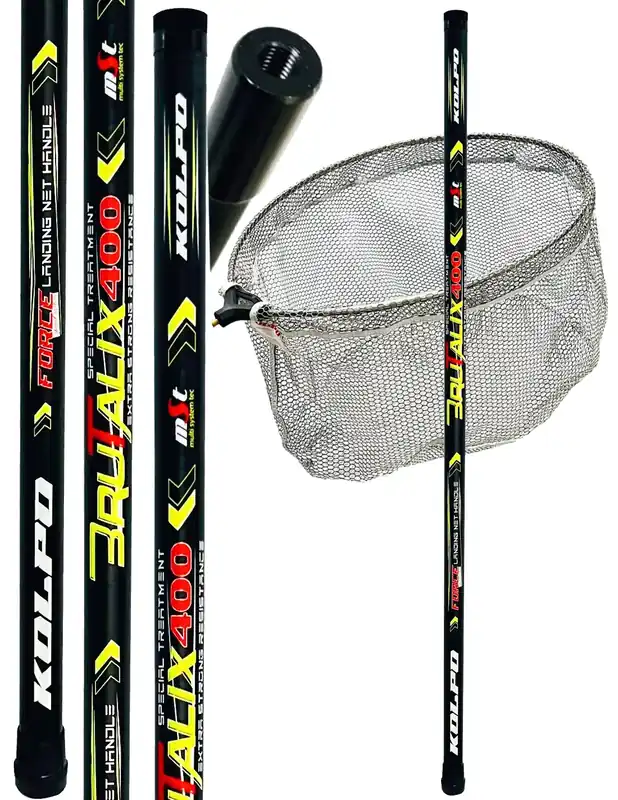 Nouveauté Épuisette Kolpo 5,50 m avec manche de 5 m et tête en caoutchouc 45 x 50 cm