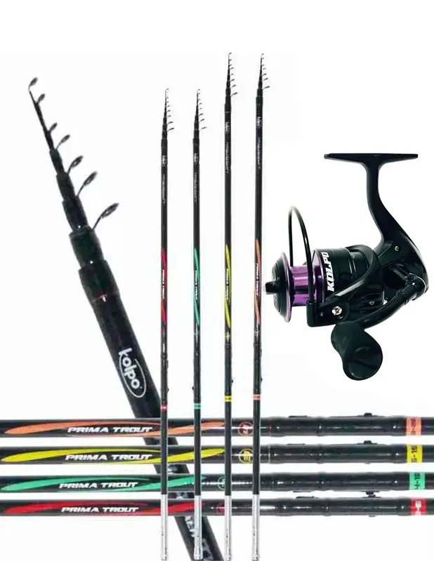 Kit pêche Truite Lac en carbone Canne Moulin Paiement Sécurisé