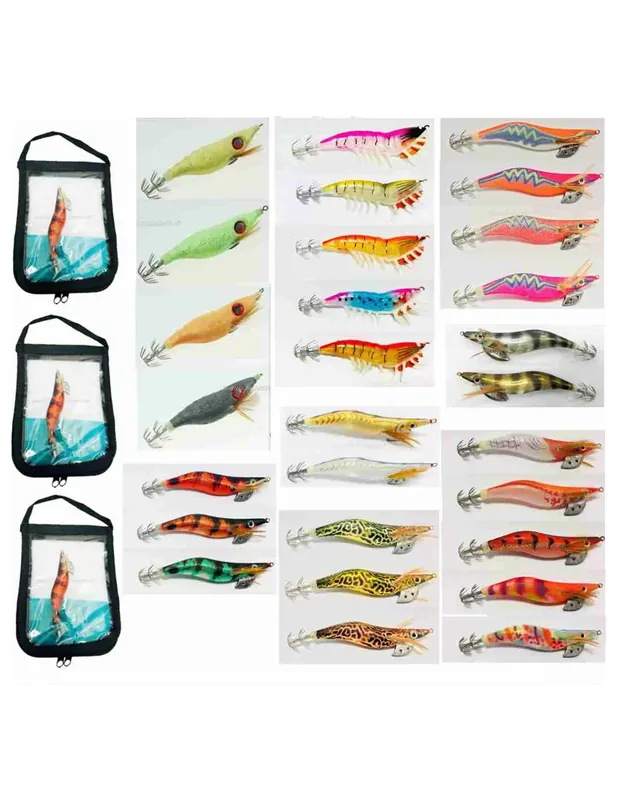 Kit 28 Totanare pour la pêche au sépia et 3 cas Meilleur Prix