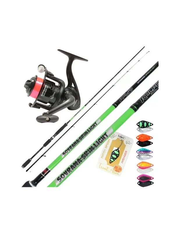 Kolpo Trout Fishing Kit Canna Reel zone et 5 Cuillère Bon Plan