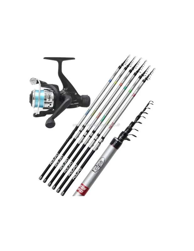 Petit Prix Kolpo Combo Pêche Trout Lake Canna Carbone avec Bobine