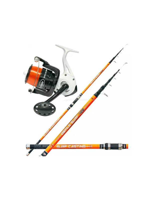 Promotion Kolpo Combo Pêche Surfing Canna Carbon Reel 8000